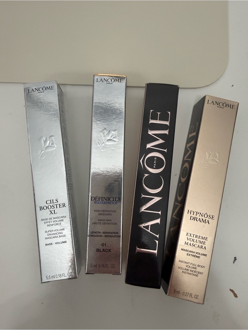 Lancome Mascara Set in Silver, Black, Gold